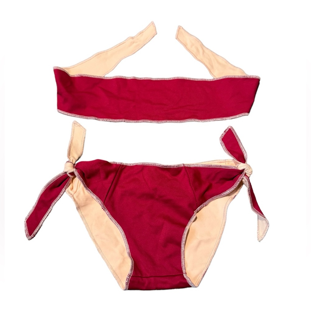 THE LITTLE FACTORY***Reversible Nude/Burgundy Bikini Set***Size 4 $88